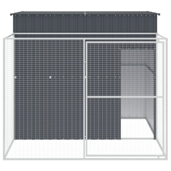 vidaXL Dog House with Run Anthracite 84.3"x99.6"x71.3" Galvanized Steel - Image 3