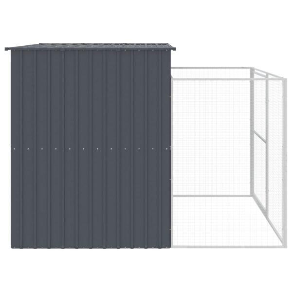 vidaXL Dog House with Run Anthracite 84.3"x99.6"x71.3" Galvanized Steel - Image 4