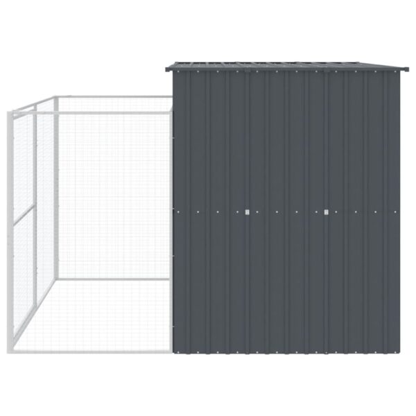 vidaXL Dog House with Run Anthracite 84.3"x99.6"x71.3" Galvanized Steel - Image 5