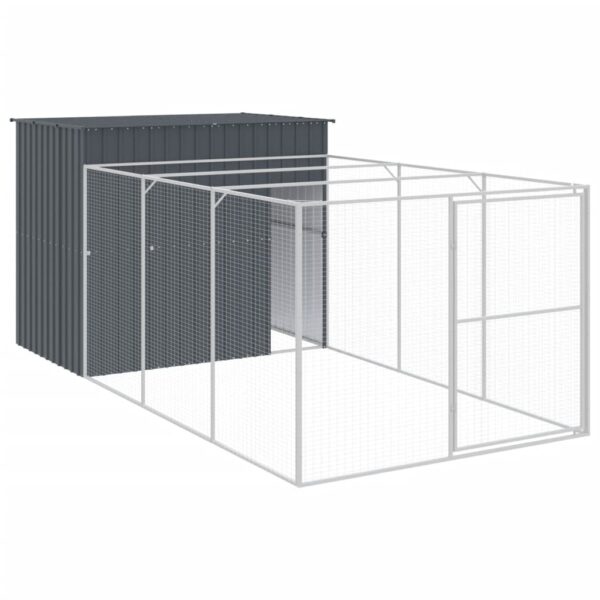 vidaXL Dog House with Run Anthracite 84.3"x179.9"x71.3" Galvanized Steel - Image 2