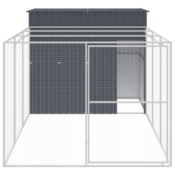 vidaXL Dog House with Run Anthracite 84.3"x179.9"x71.3" Galvanized Steel - Image 3