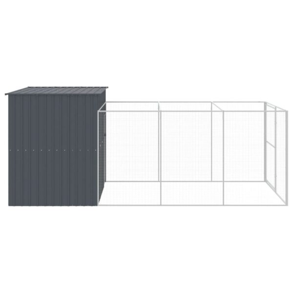 vidaXL Dog House with Run Anthracite 84.3"x179.9"x71.3" Galvanized Steel - Image 4