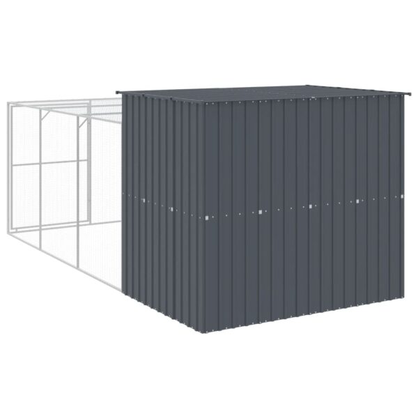 vidaXL Dog House with Run Anthracite 84.3"x179.9"x71.3" Galvanized Steel - Image 5