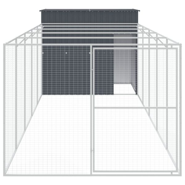 vidaXL Dog House with Run Anthracite 84.3"x260.2"x71.3" Galvanized Steel - Image 3