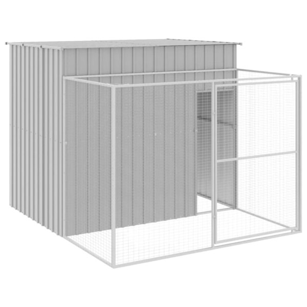 vidaXL Dog House with Run Light Gray 84.3"x99.6"x71.3" Galvanized Steel - Image 2