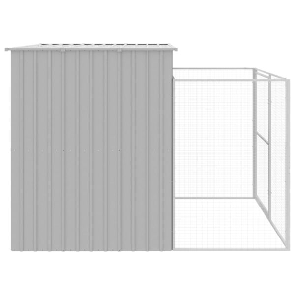 vidaXL Dog House with Run Light Gray 84.3"x99.6"x71.3" Galvanized Steel - Image 4