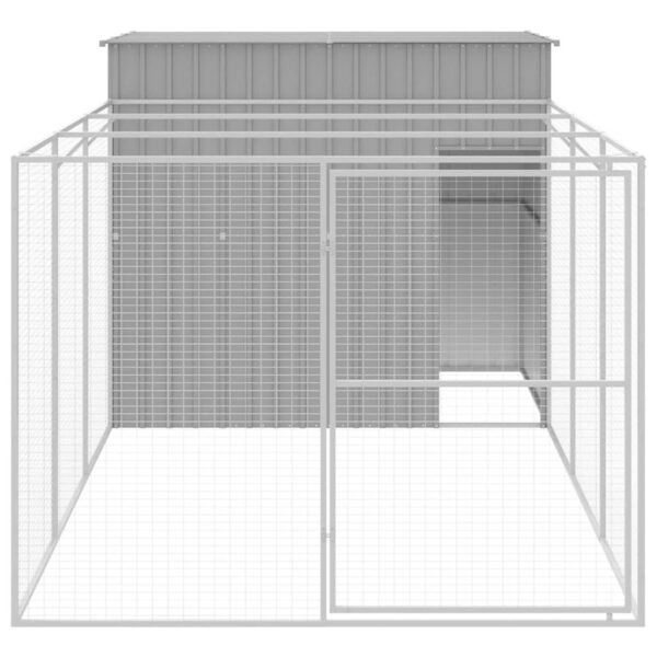 vidaXL Dog House with Run Light Gray 84.3"x179.9"x71.3" Galvanized Steel - Image 3