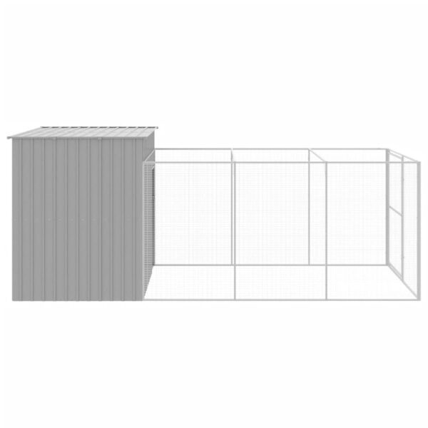 vidaXL Dog House with Run Light Gray 84.3"x179.9"x71.3" Galvanized Steel - Image 4