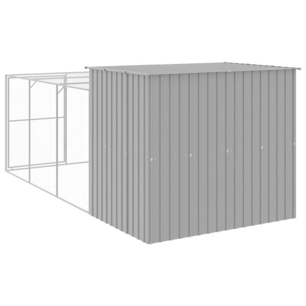 vidaXL Dog House with Run Light Gray 84.3"x179.9"x71.3" Galvanized Steel - Image 5