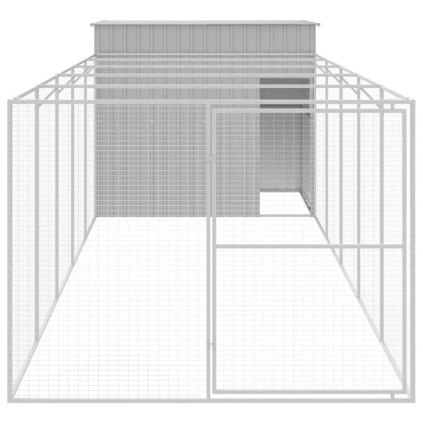 vidaXL Dog House with Run Light Gray 84.3"x260.2"x71.3" Galvanized Steel - Image 3