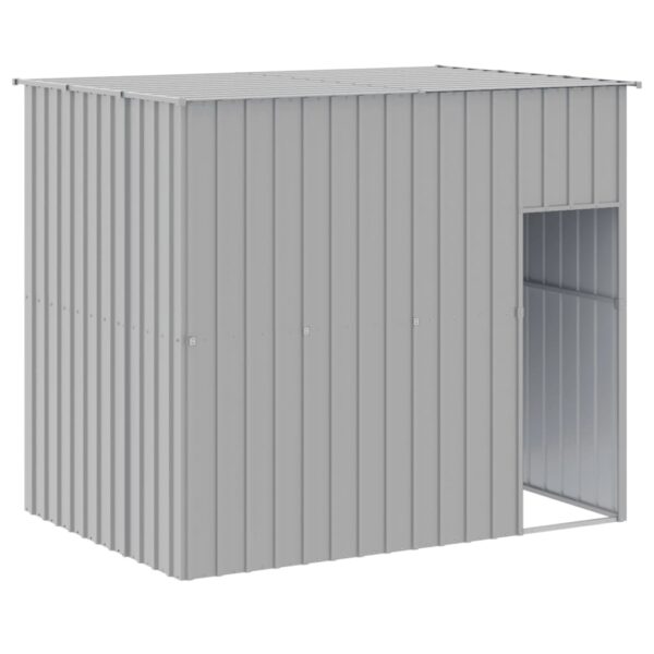 vidaXL Dog House with Run Light Gray 84.3"x260.2"x71.3" Galvanized Steel - Image 6