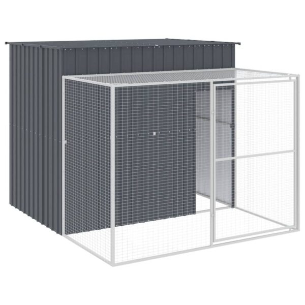 vidaXL Dog House with Run Anthracite 84.3"x99.6"x71.3" Galvanized Steel - Image 2