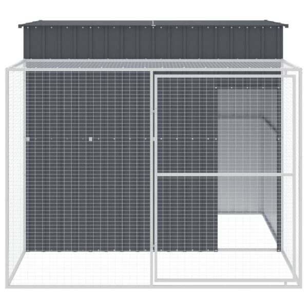 vidaXL Dog House with Run Anthracite 84.3"x99.6"x71.3" Galvanized Steel - Image 3