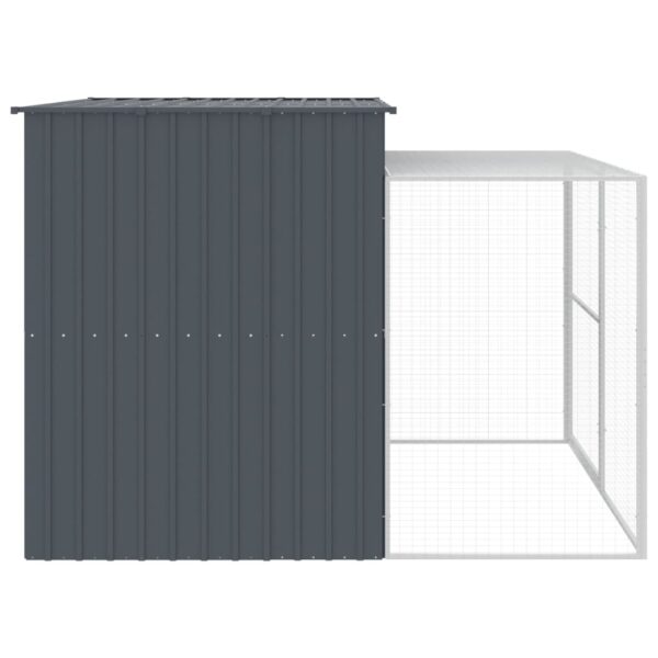 vidaXL Dog House with Run Anthracite 84.3"x99.6"x71.3" Galvanized Steel - Image 4