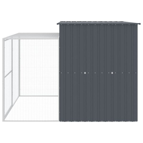 vidaXL Dog House with Run Anthracite 84.3"x99.6"x71.3" Galvanized Steel - Image 5