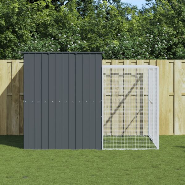 vidaXL Dog House with Run Anthracite 84.3"x99.6"x71.3" Galvanized Steel