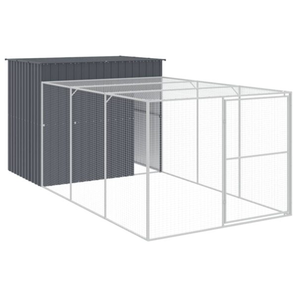 vidaXL Dog House with Run Anthracite 84.3"x179.9"x71.3" Galvanized Steel - Image 2