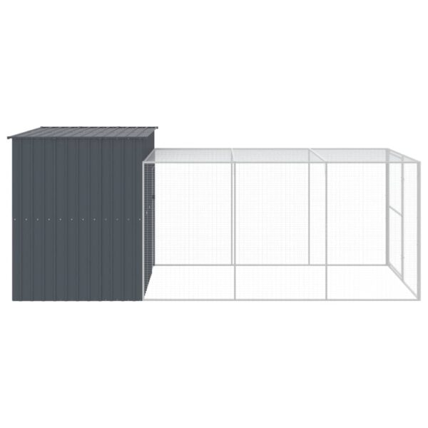 vidaXL Dog House with Run Anthracite 84.3"x179.9"x71.3" Galvanized Steel - Image 4