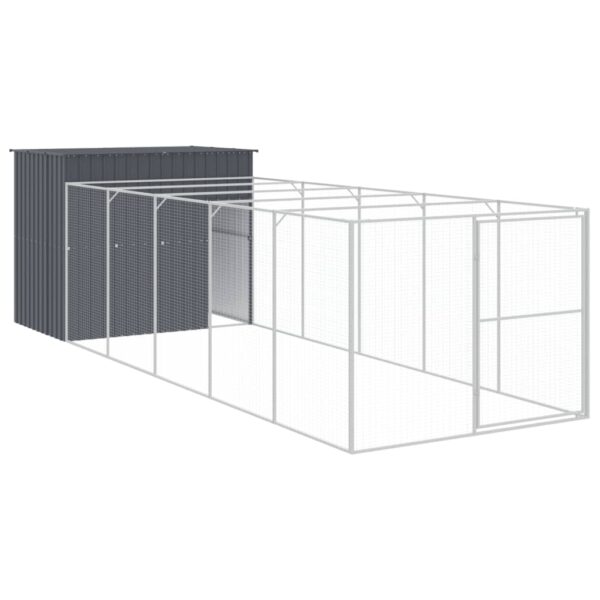 vidaXL Dog House with Run Anthracite 84.3"x260.2"x71.3" Galvanized Steel - Image 2