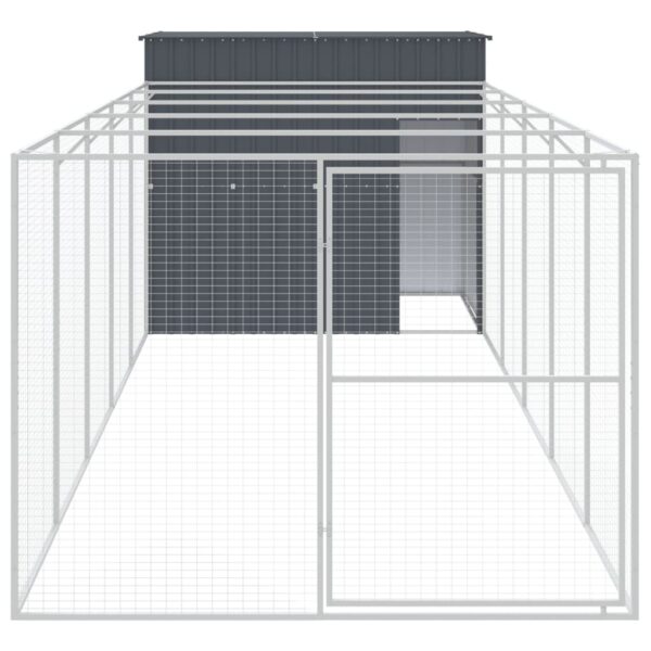 vidaXL Dog House with Run Anthracite 84.3"x260.2"x71.3" Galvanized Steel - Image 3