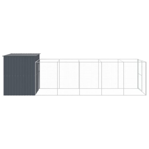 vidaXL Dog House with Run Anthracite 84.3"x260.2"x71.3" Galvanized Steel - Image 4