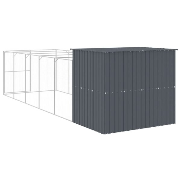 vidaXL Dog House with Run Anthracite 84.3"x260.2"x71.3" Galvanized Steel - Image 5