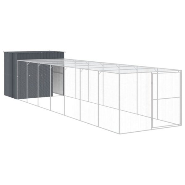 vidaXL Dog House with Run Anthracite 84.3"x340.6"x71.3" Galvanized Steel - Image 2