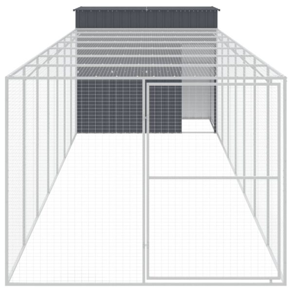 vidaXL Dog House with Run Anthracite 84.3"x340.6"x71.3" Galvanized Steel - Image 3