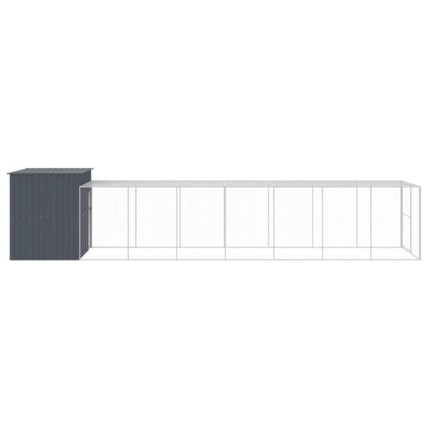 vidaXL Dog House with Run Anthracite 84.3"x340.6"x71.3" Galvanized Steel - Image 4