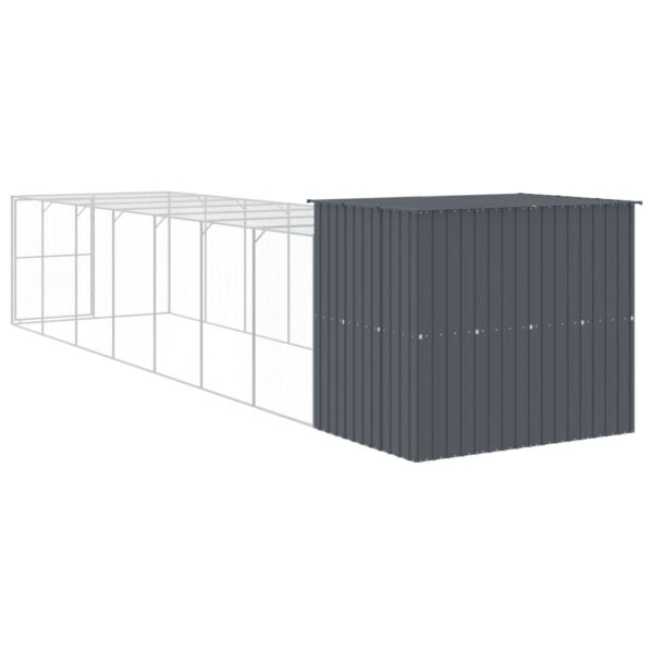 vidaXL Dog House with Run Anthracite 84.3"x340.6"x71.3" Galvanized Steel - Image 5