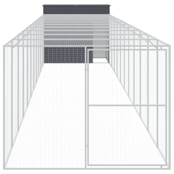 vidaXL Dog House with Run Anthracite 84.3"x501.2"x71.3" Galvanized Steel - Image 3