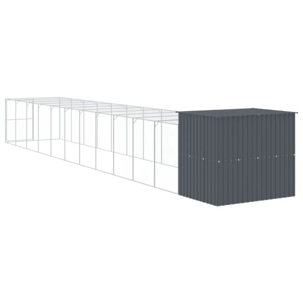 vidaXL Dog House with Run Anthracite 84.3"x501.2"x71.3" Galvanized Steel - Image 5