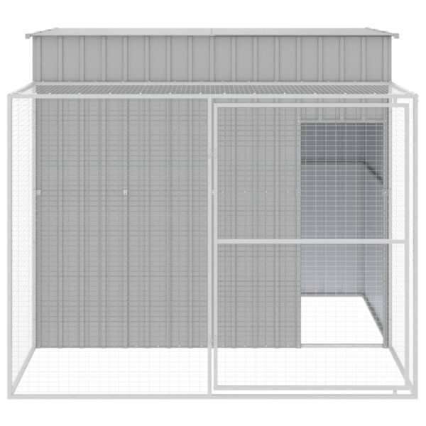 vidaXL Dog House with Run Light Gray 84.3"x99.6"x71.3" Galvanized Steel - Image 3