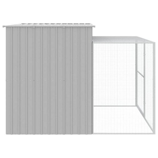 vidaXL Dog House with Run Light Gray 84.3"x99.6"x71.3" Galvanized Steel - Image 4