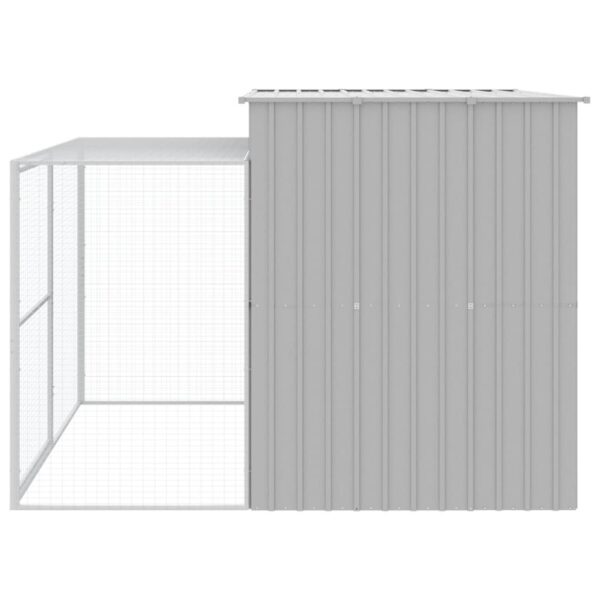 vidaXL Dog House with Run Light Gray 84.3"x99.6"x71.3" Galvanized Steel - Image 5