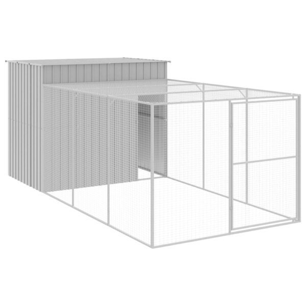 vidaXL Dog House with Run Light Gray 84.3"x179.9"x71.3" Galvanized Steel - Image 2