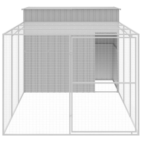 vidaXL Dog House with Run Light Gray 84.3"x179.9"x71.3" Galvanized Steel - Image 3