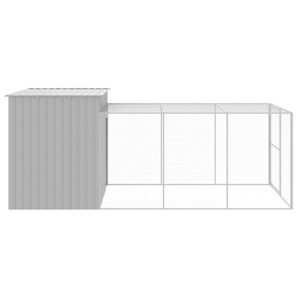 vidaXL Dog House with Run Light Gray 84.3"x179.9"x71.3" Galvanized Steel - Image 4