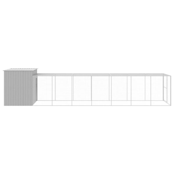 vidaXL Dog House with Run Light Gray 84.3"x340.6"x71.3" Galvanized Steel - Image 4