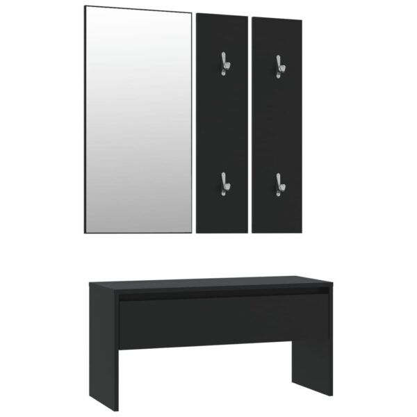 vidaXL Hallway Furniture Set Black Engineered Wood - Image 2