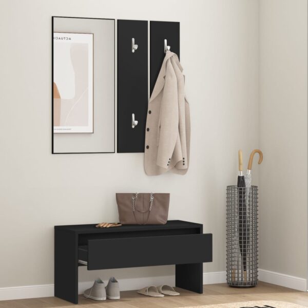 vidaXL Hallway Furniture Set Black Engineered Wood - Image 3