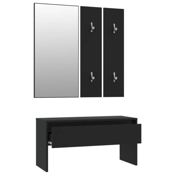 vidaXL Hallway Furniture Set Black Engineered Wood - Image 7