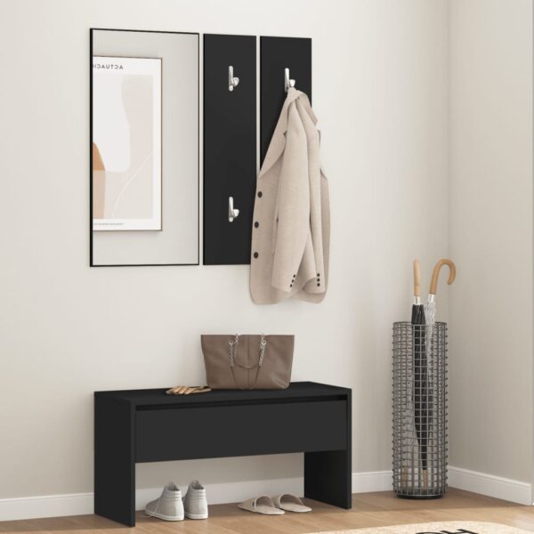 vidaXL Hallway Furniture Set Black Engineered Wood