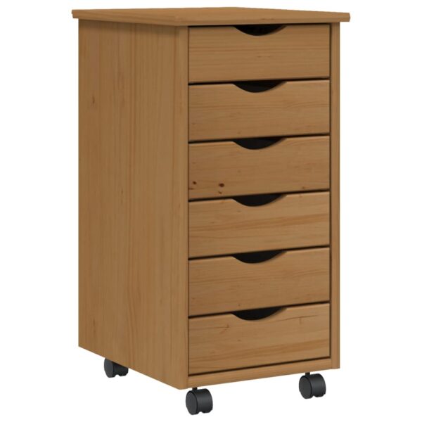 vidaXL Rolling Cabinet with Drawers MOSS Honey Brown Solid Wood Pine - Image 2