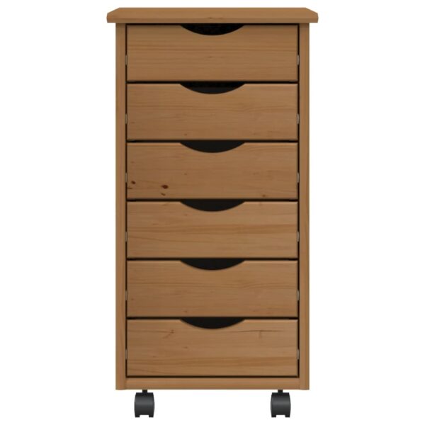 vidaXL Rolling Cabinet with Drawers MOSS Honey Brown Solid Wood Pine - Image 4