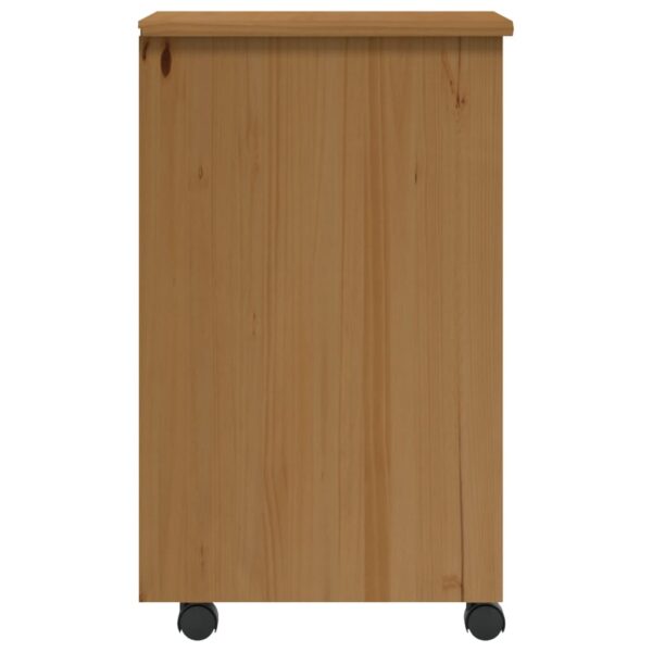 vidaXL Rolling Cabinet with Drawers MOSS Honey Brown Solid Wood Pine - Image 5