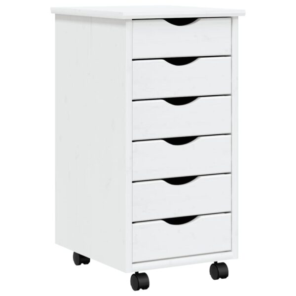 vidaXL Rolling Cabinet with Drawers MOSS White Solid Wood Pine - Image 2