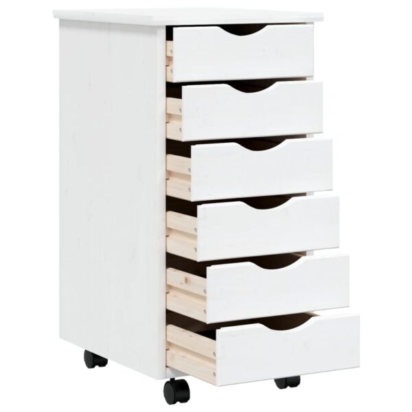 vidaXL Rolling Cabinet with Drawers MOSS White Solid Wood Pine - Image 3