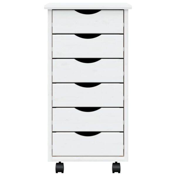 vidaXL Rolling Cabinet with Drawers MOSS White Solid Wood Pine - Image 4