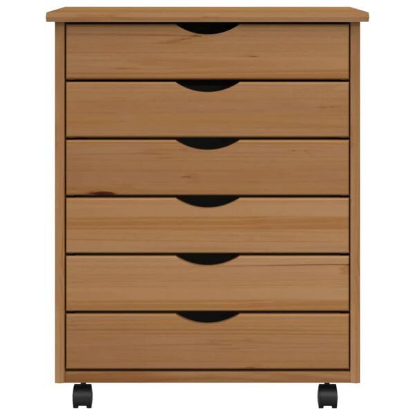 vidaXL Rolling Cabinet with Drawers MOSS Honey Brown Solid Wood Pine - Image 4